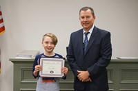 Monroe Elementary School Student and Superintendent Franklin