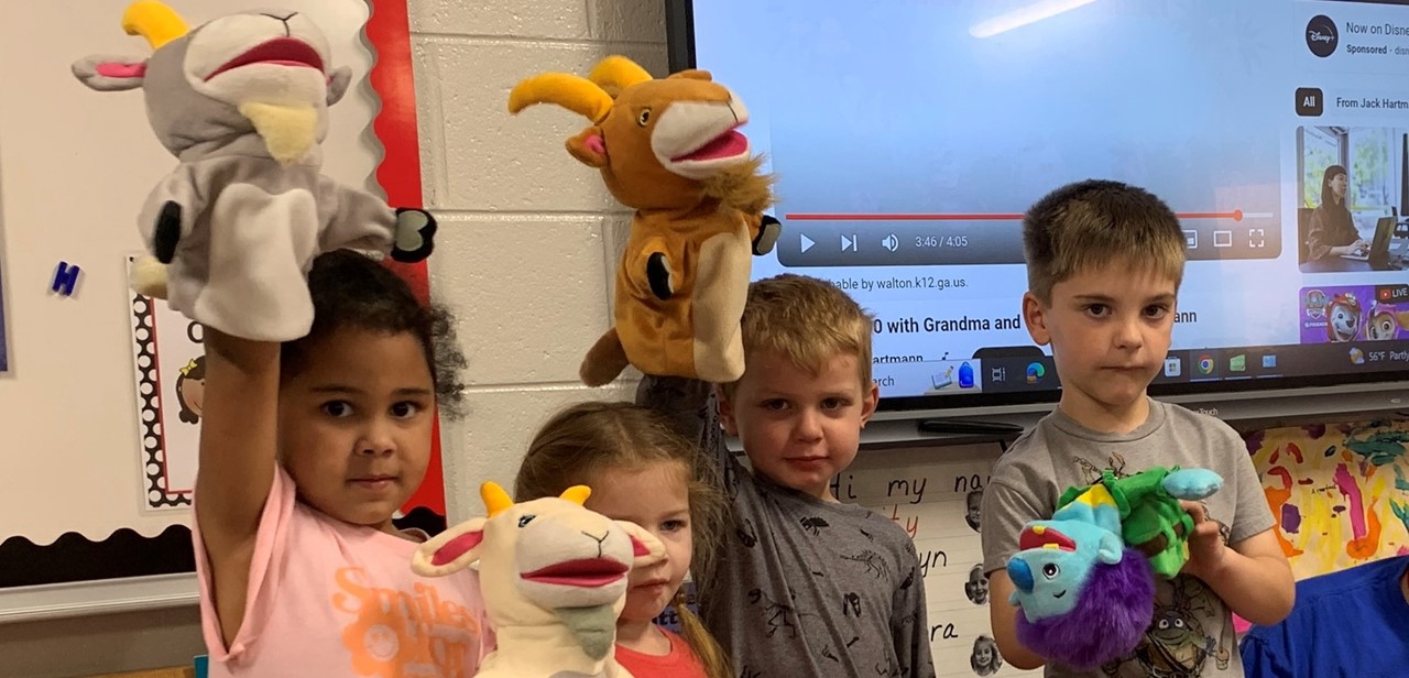 Pre-K acted out the fairy tale, The Three Billy Goats Gruff
