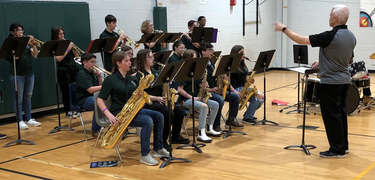 Band students performing at elementary school